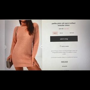 Petite Pink Roll Neck Knitted Sweater Dress